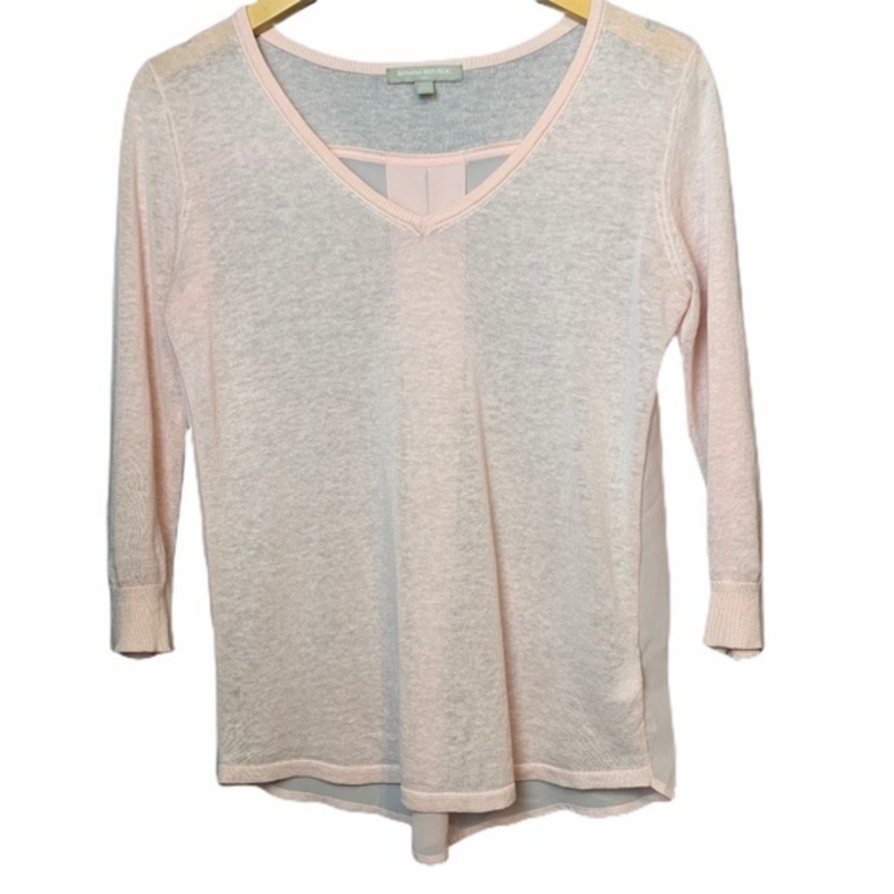 Banana Republic Pink Light Sweater Sheer Back XS
